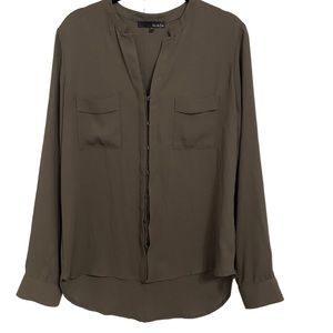 Ro & De Olive Green Button Down Long Sleeve Shirt